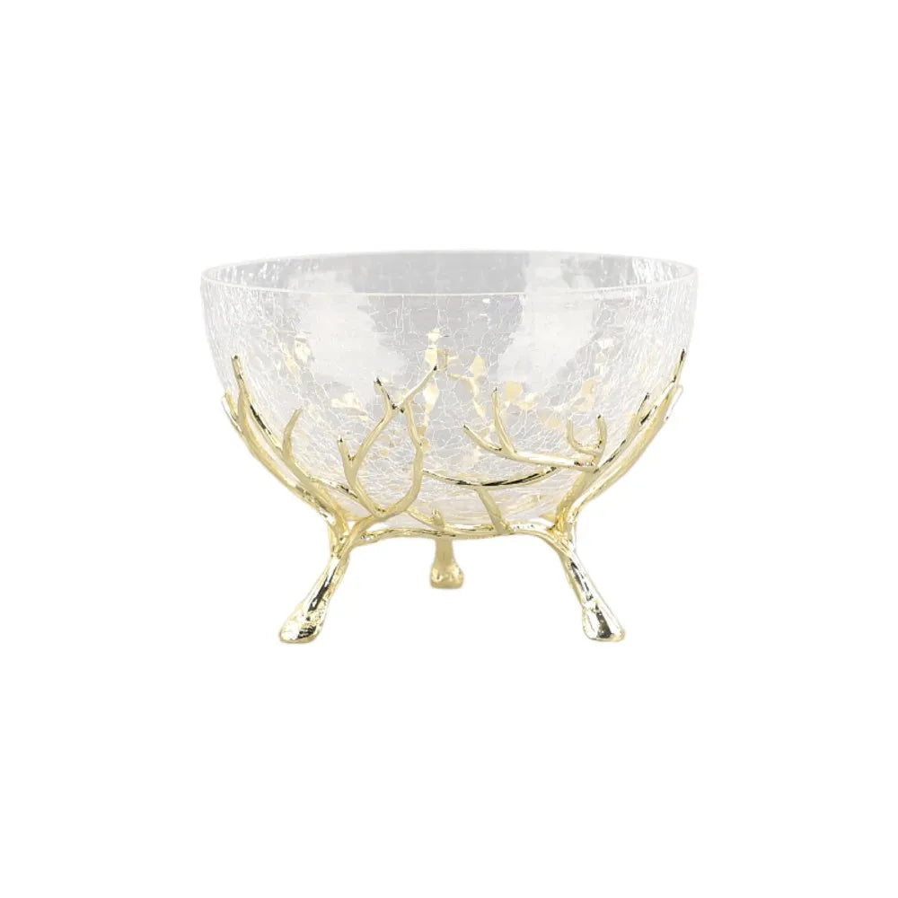 Afralia™ Golden Branch Glass Fruit Plate: Stylish Home Storage Container & Decor Accessory