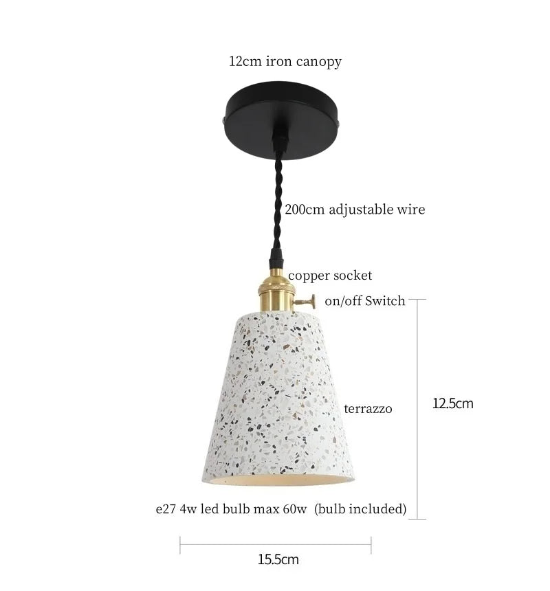 Afralia™ Terrazzo LED Pendant Lights, Adjustable Wire, Nordic Modern Hanging Lamp