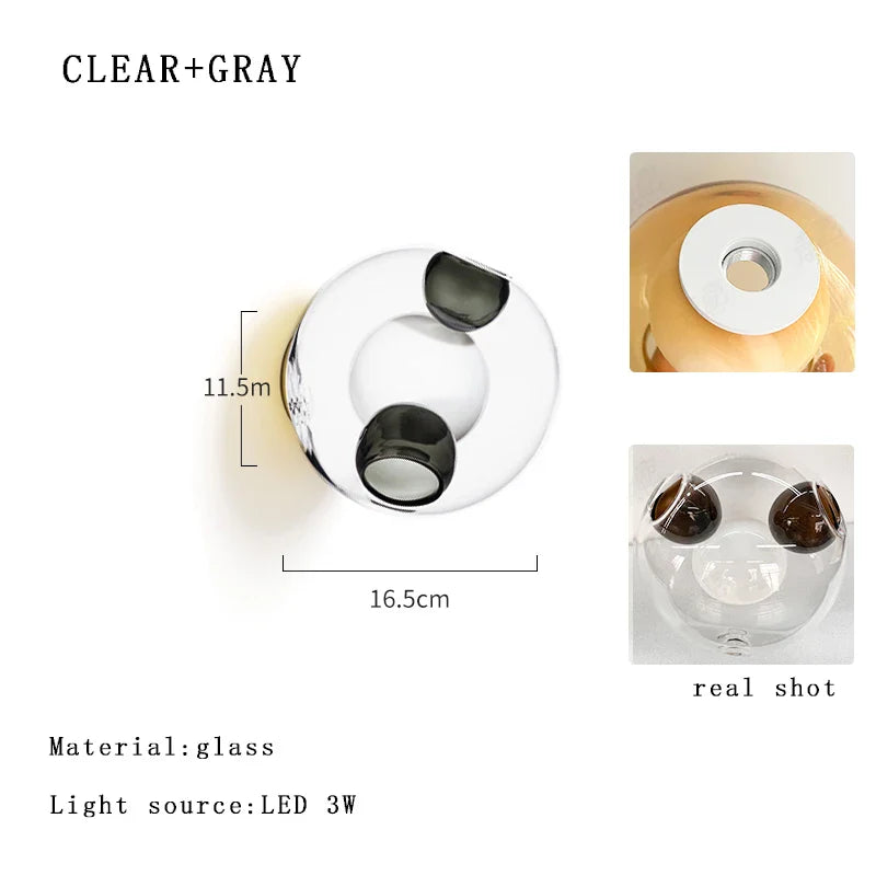 Afralia™ Glass Wall Sconce LED Light Fixture for Living Room & Aisle Decor