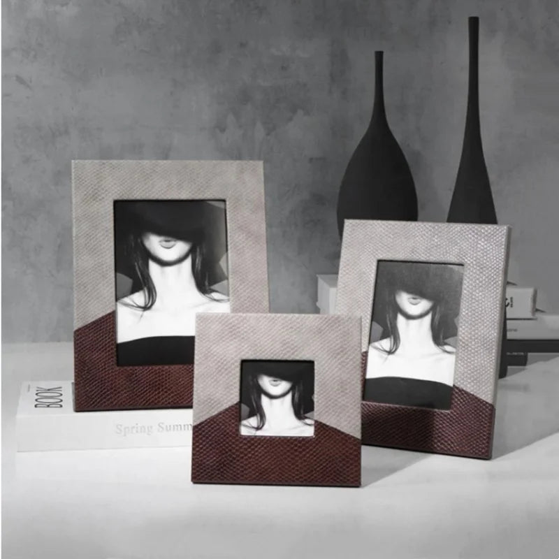 Afralia™ Leather Splice Desktop Photo Frame - Home Decor & Display Accessory