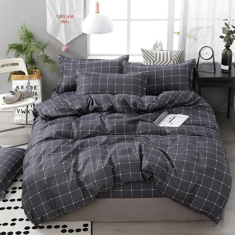 Afralia™ Soft Large Stripe Bedding Set: Brushed Duvet, Sheet, Pillowcases in Nordic Style