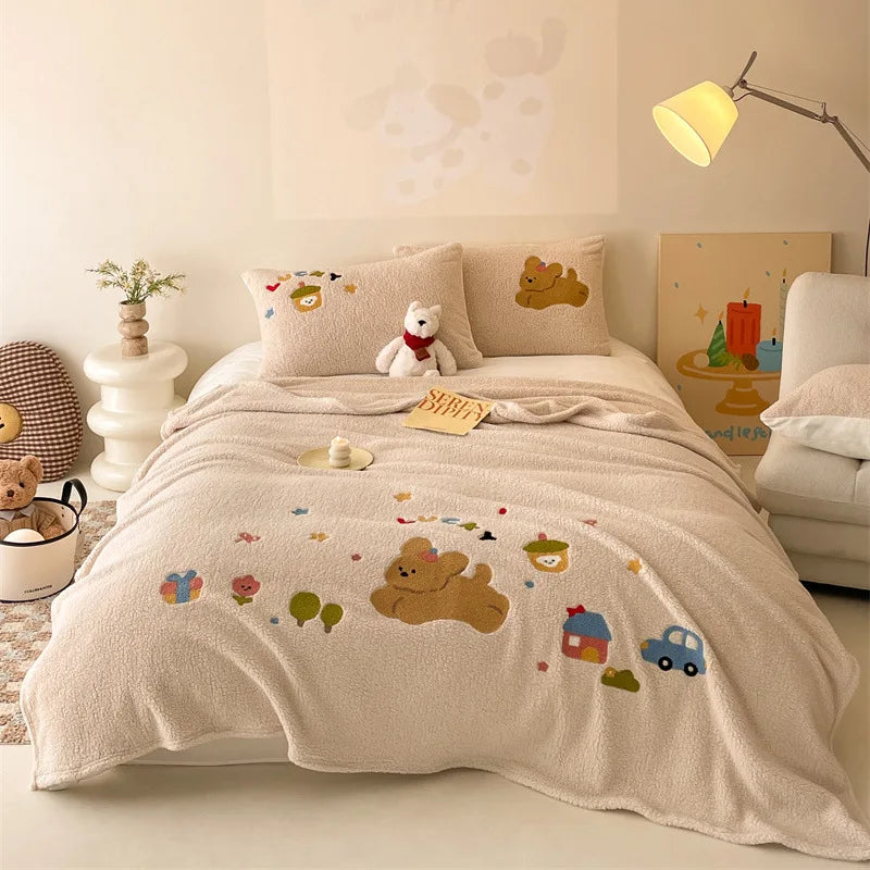 Afralia™ Cozy Teddy Fleece Blanket - Luxury Bedspread for All Seasons
