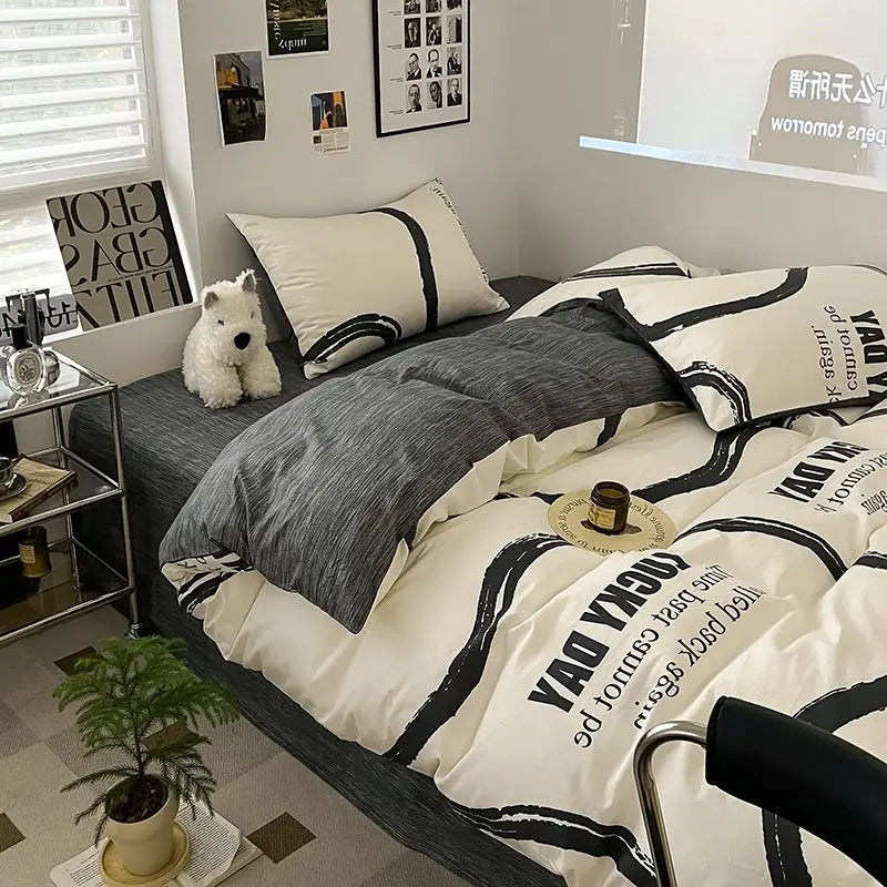 Afralia™ Nordic Cotton Printed Bedding Set for Twin Beds - Ultra Soft & Skin Friendly Home Bedclothes