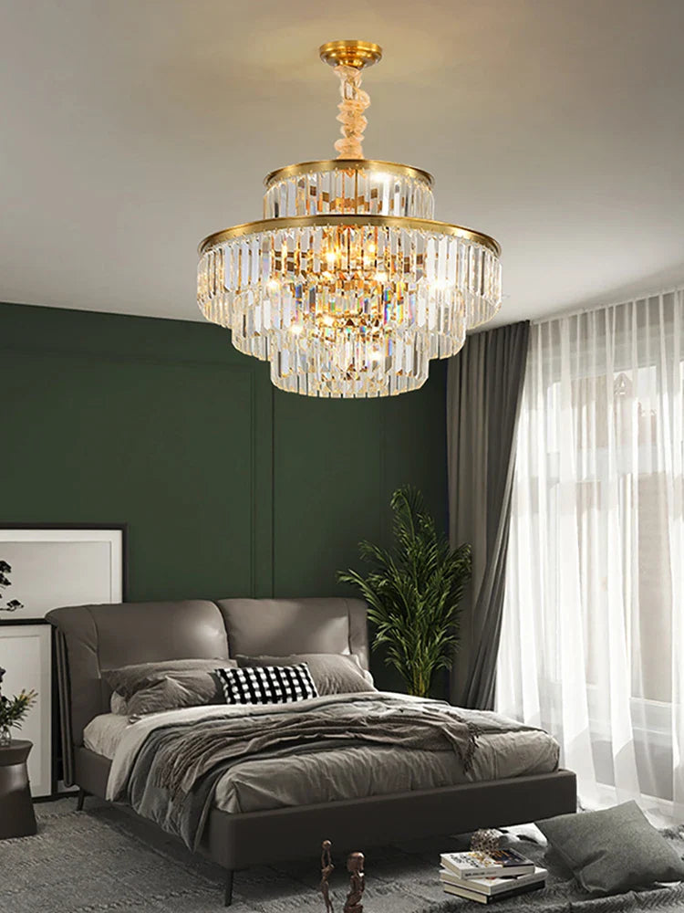 Afralia™ Nordic Gold Crystal LED Chandelier for Dining Living Room Kitchen Home Decor