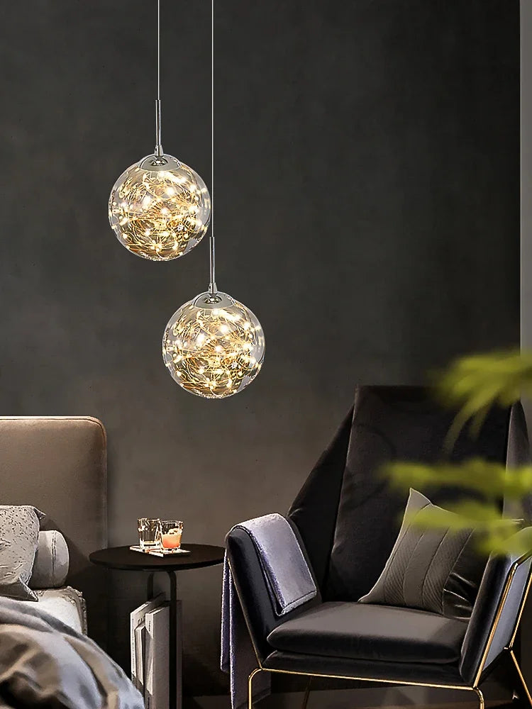Afralia™ Star Meteor Ball LED Pendant Light: Modern Nordic Hall Chandelier for Home Living