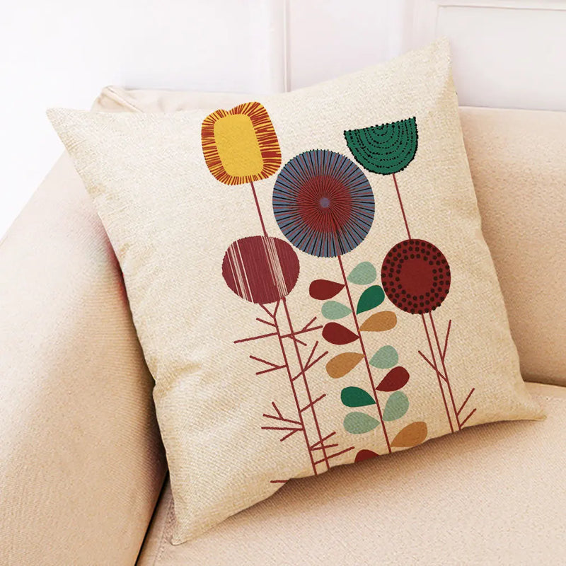 Afralia™ Abstract Tree Flower Pattern Pillow Cover for Home Decor