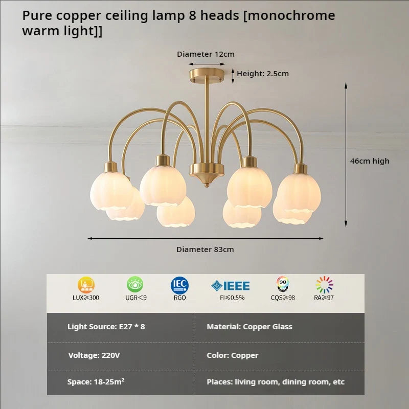 Afralia™ Lily of the Valley Copper Chandelier for Bedroom, Living Room, Dining Room.