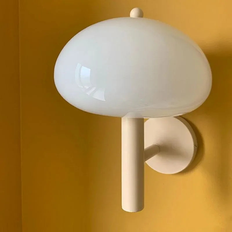 Afralia™ Cream Mushroom Glass Wall Light: Bauhaus LED Bedroom Aisle Wall Light