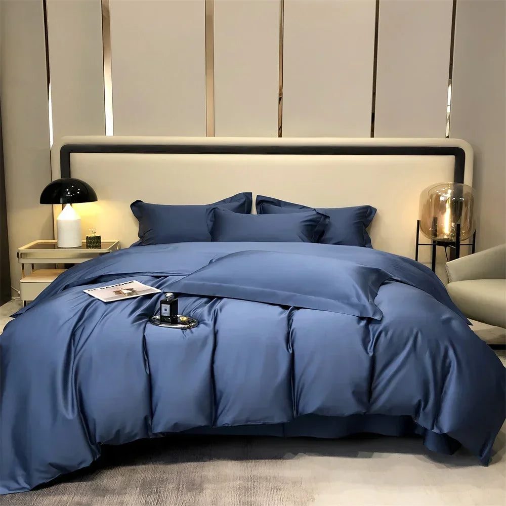 Afralia™ Solid Color Egyptian Cotton Bedding Set - Sheet, Pillowcase, Comforter Cover