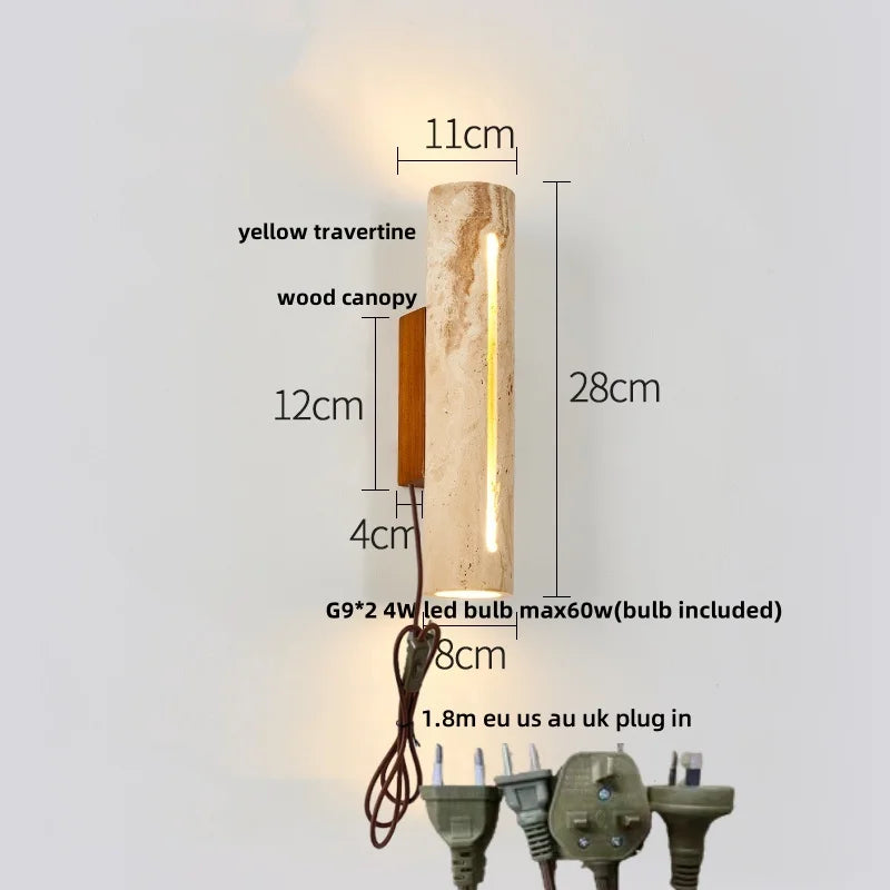 Afralia™ LED Wall Lights for Dining Room Stair Bedroom Stone Terrazzo Wood - Wabi Sabi Aesthetic