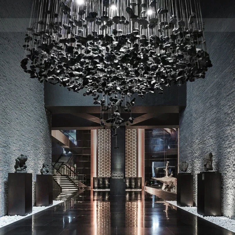 Afralia™ Stone Crystal LED Chandelier: Luxury Modern Lighting for Living Room, Lobby, Home Decor