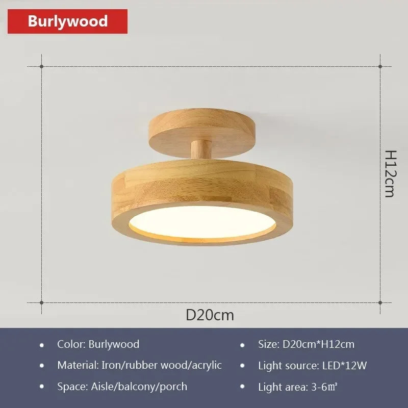 Nordic Wooden LED Ceiling Light - Afralia™ Minimalist Round Bedroom Lamps for Living Room