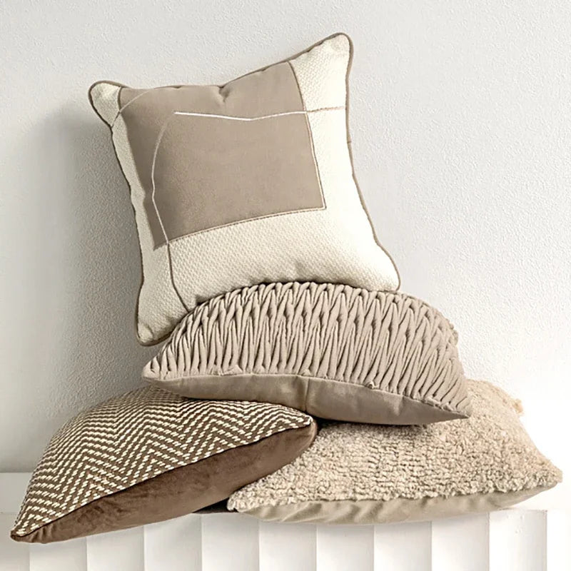 Afralia™ Light Coffee Texture Pillow Covers 45*45 - Modern Simplicity Luxury Home Decor