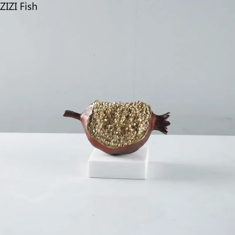 Afralia™ Golden Pomegranate Sculpture Desk Decoration