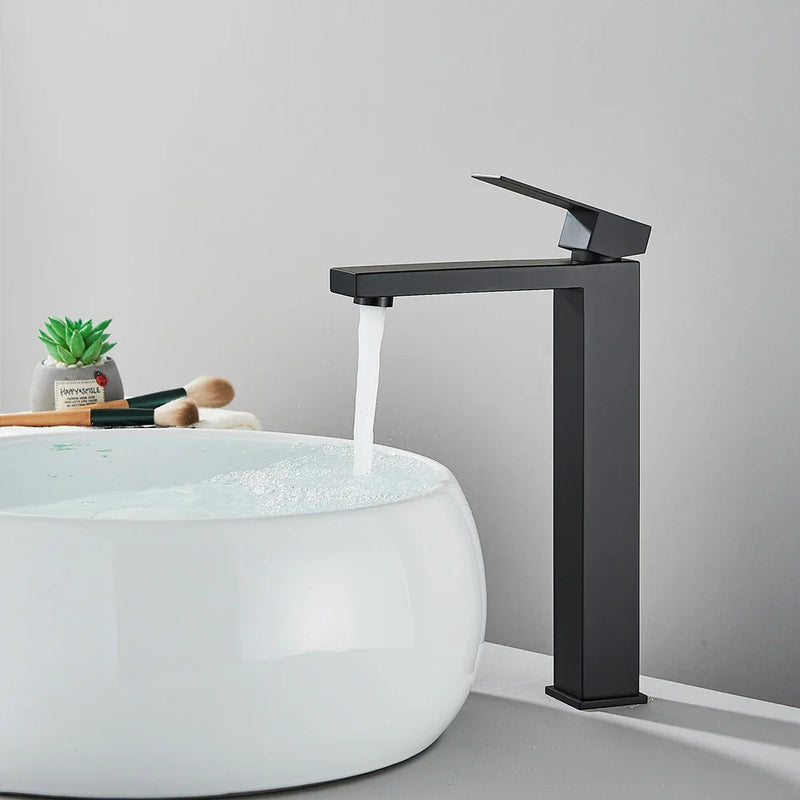 Afralia™ Matte Black & Gold Basin Faucet - Deck Mount Single Hole Bathroom Sink Tap