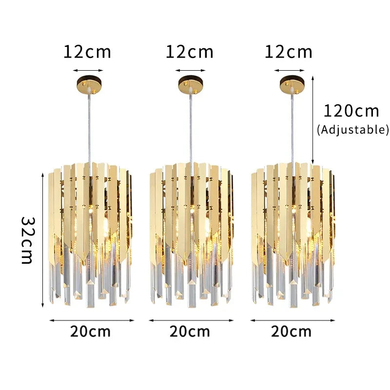Afralia™ Gold K9 Crystal LED Chandelier for Living Room Kitchen Dining Bedroom