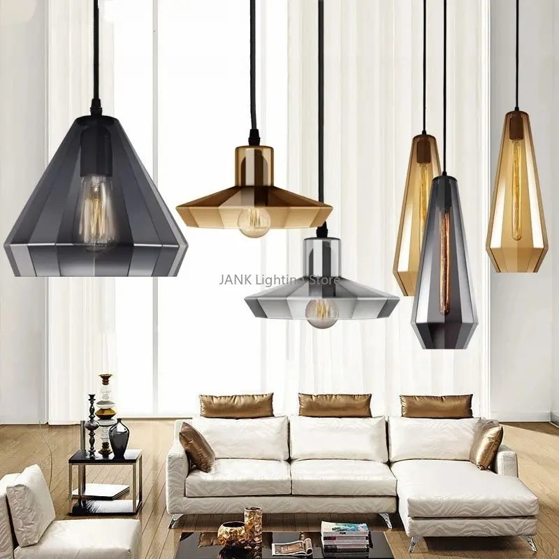 Afralia™ Modern Vintage Crystal Chandelier Glass Pendant Lights Industrial Kitchen Living Room LED Lamps