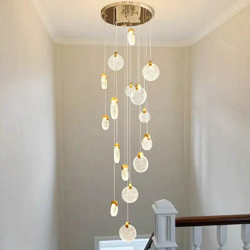 Afralia™ Crystal Chandelier LED Pendant Light for Modern Duplex Building Staircase
