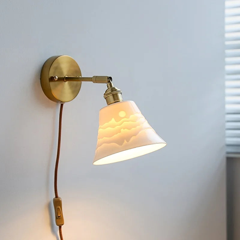Afralia™ Ceramic Wall Sconce with Adjustable Iron Arm for Living Room Décor