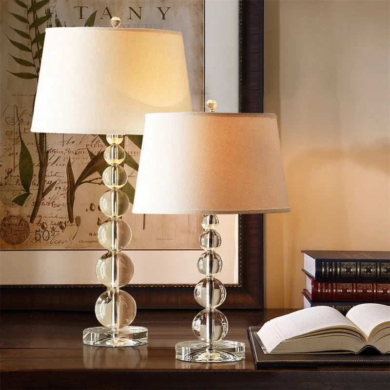 Afralia™ Modern White Crystal Ball Table Lamp LED E27 Decorative Desk Light