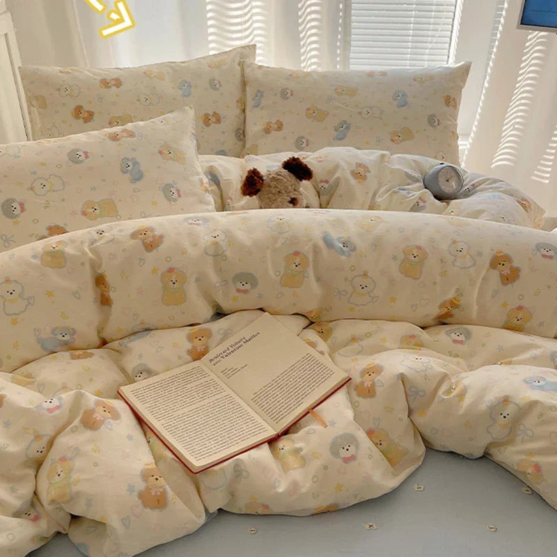 Afralia™ Cartoon Printed Cotton Bedding Set - Soft, Skin-Friendly Duvet Cover