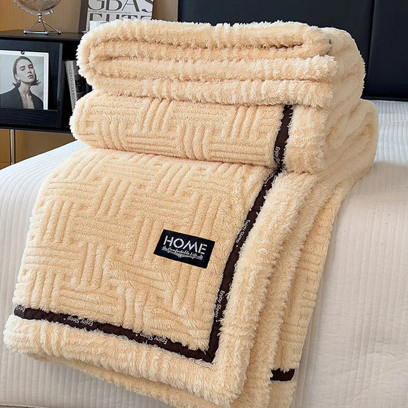 Afralia™ Soft Coral Fleece Sofa Blanket for Autumn Winter, Single Double Comforter