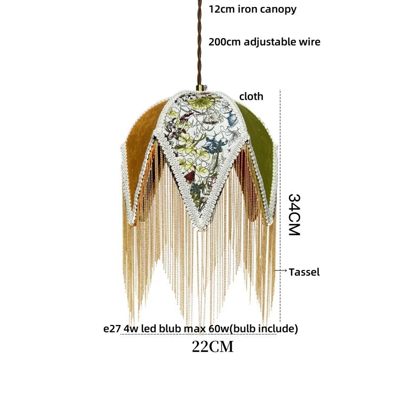 Afralia™ Vintage LED Pendant Lights Iron Tassel Wood Ball Hanging Lamp