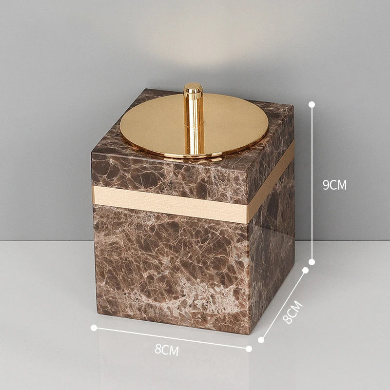 Afralia™ Emperador Dark Marble Bathroom Set: Toothbrush Holder, Soap Dispenser, Luxury Accessories