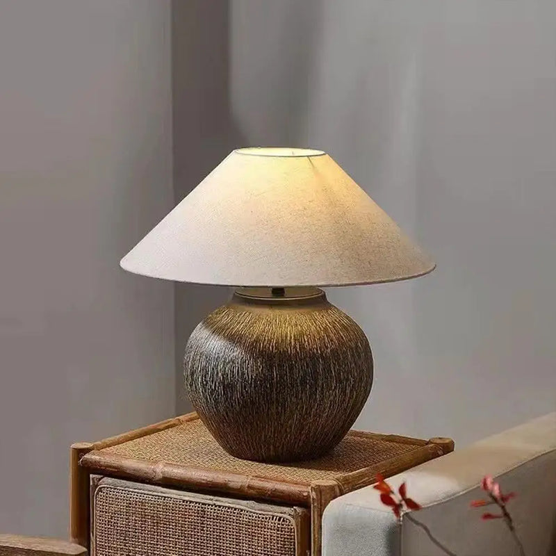 Afralia™ Wabi-sabi Ceramic Table Lamp Japanese-style Decoration Bedroom Living Room