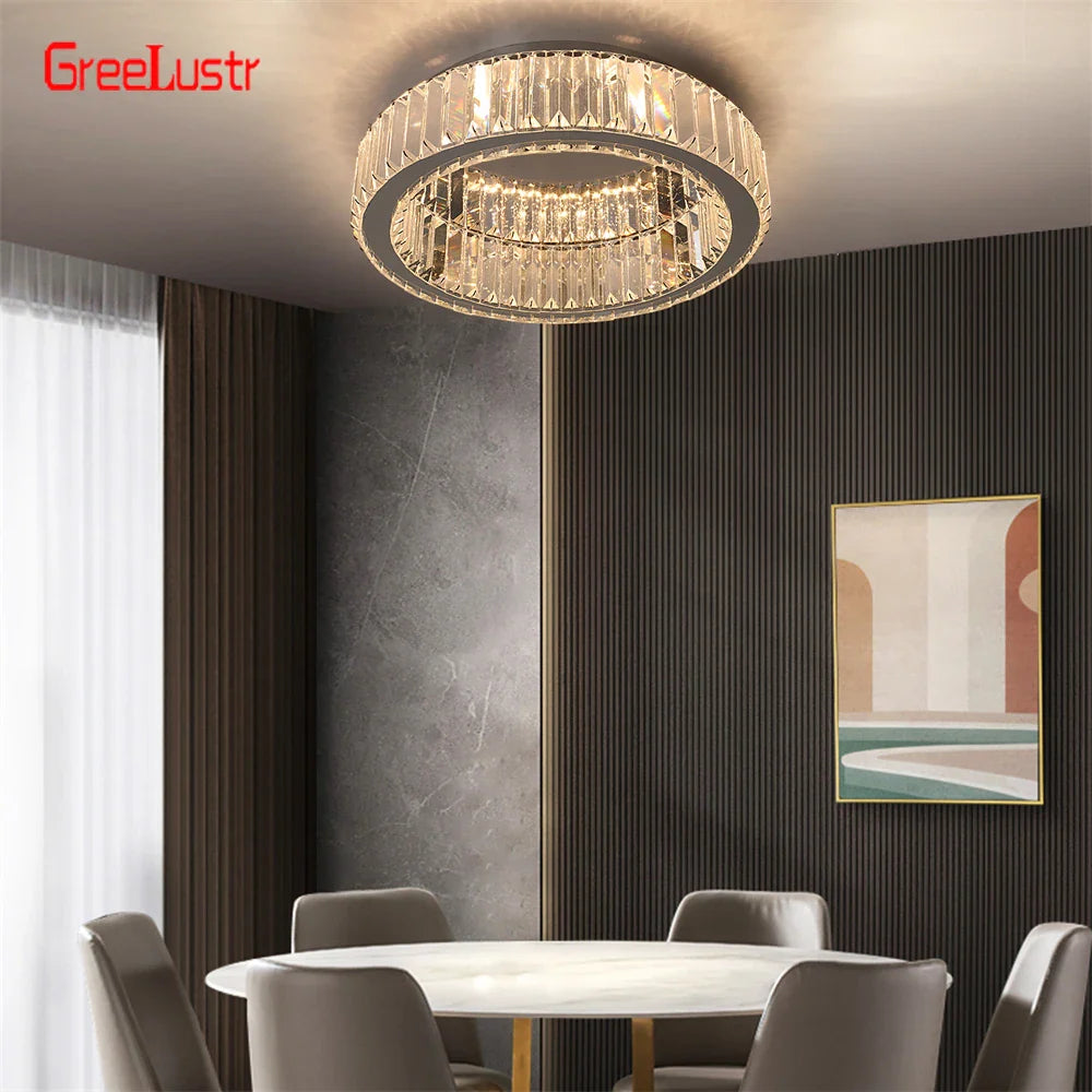 Afralia™ Big Crystal Round LED Chandelier Dimmable Ceiling Light with Remote