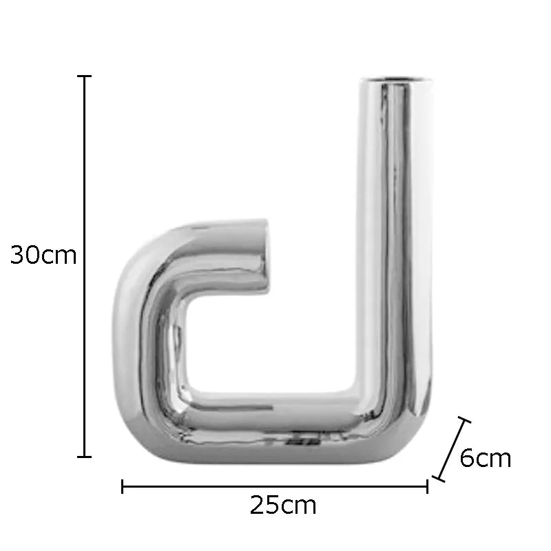 Afralia™ Curved Pipeline Ceramic Vase for Abstract Decorative Flowers Arrangement