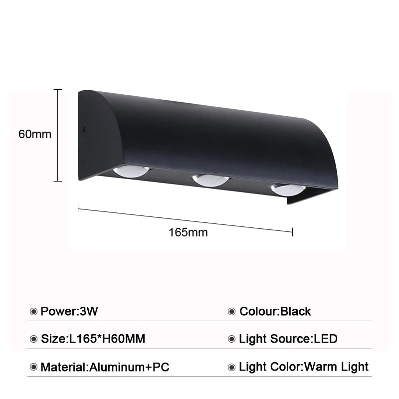 Afralia™ LED Wall Lamp 3W Indoor Outdoor Waterproof Lighting Fixture for Bedroom Stairway