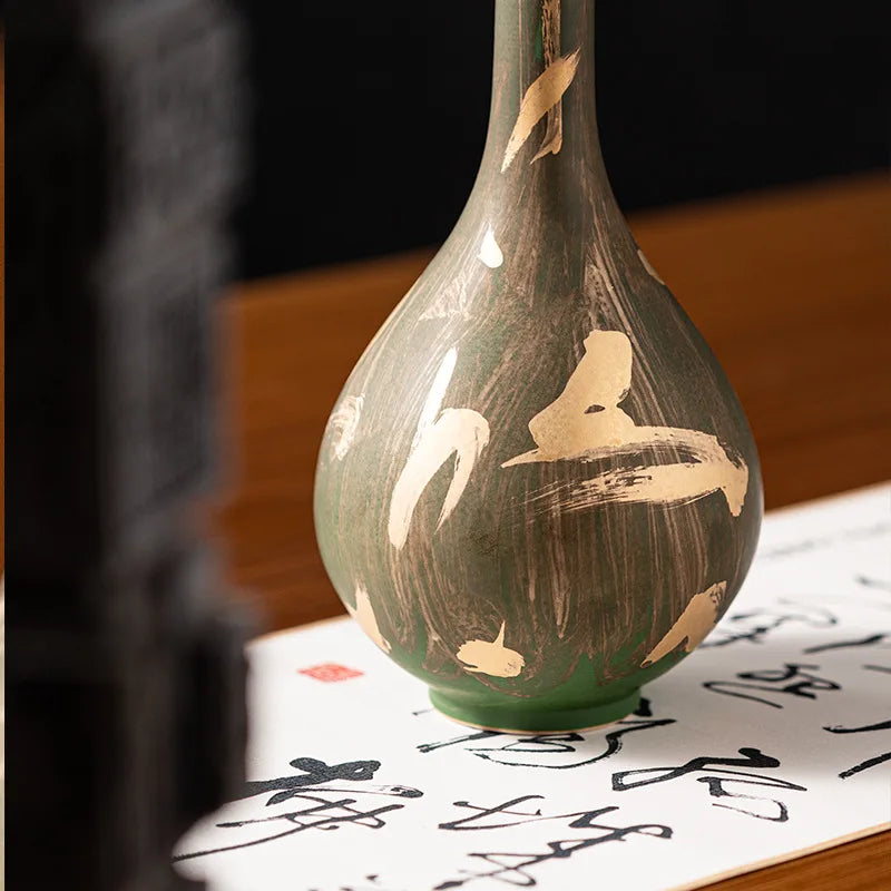 Afralia™ Handmade Porcelain Vase Vintage Ceramic Jar Home Decor Bouquet Flower Arrangement