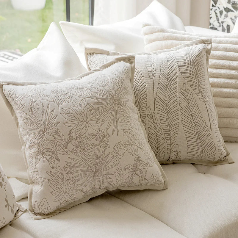 Afralia™ French Cream Jacquard Pillow Covers 45*45 for Home Decor