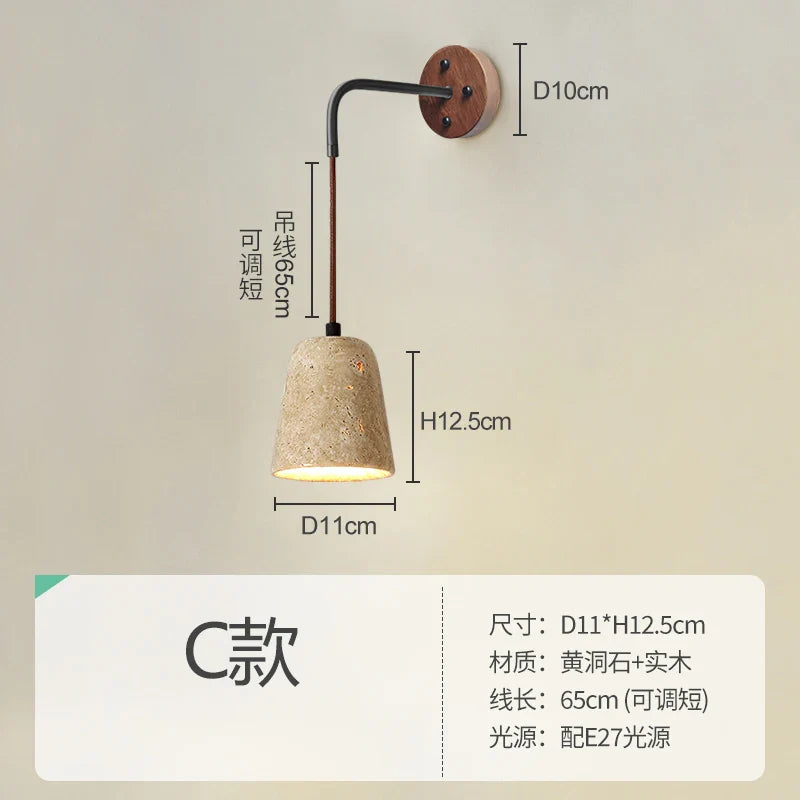 Afralia™ Yellow Cave Wall Lamp with Pull Switch for Bedroom and Living Room