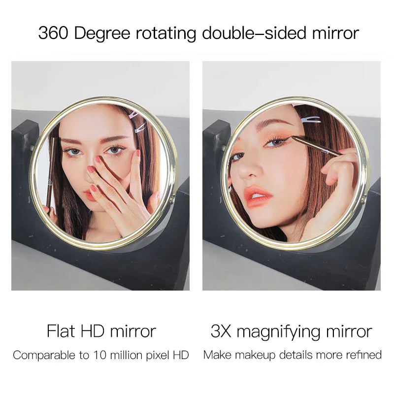 Afralia™ Marble Makeup Vanity Mirror with 3X Magnifier Stand