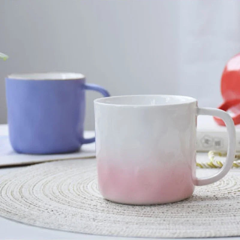 Afralia™ Macaron Color Porcelain Coffee Mug Set - Good-looking Drinkware for Personalized Gifting