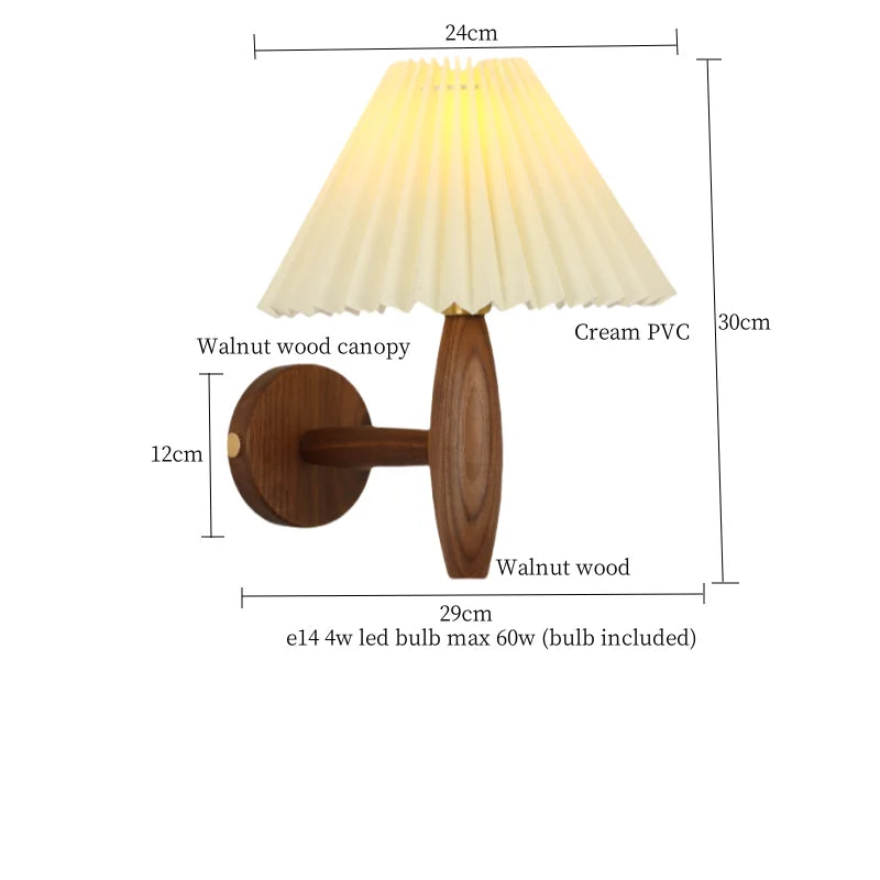 Afralia™ Cream PVC LED Wall Lamps Japanese Walnut Wood Applique Murale