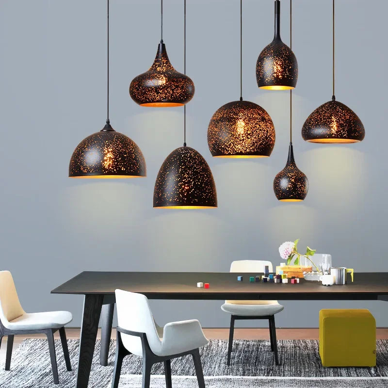 Afralia™ Etched Iron Chandelier Pendant Light Fixture for Dining and Living Room