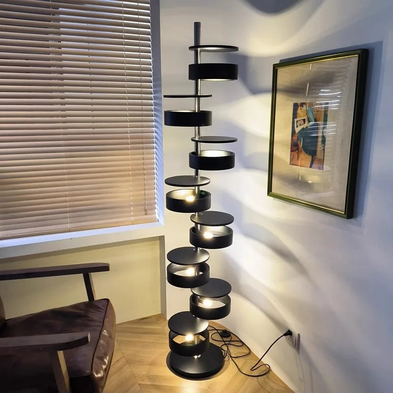 Afralia™ Staircase Designer LED Floor Lamp - Modern Creative Wooden Decor Lighting