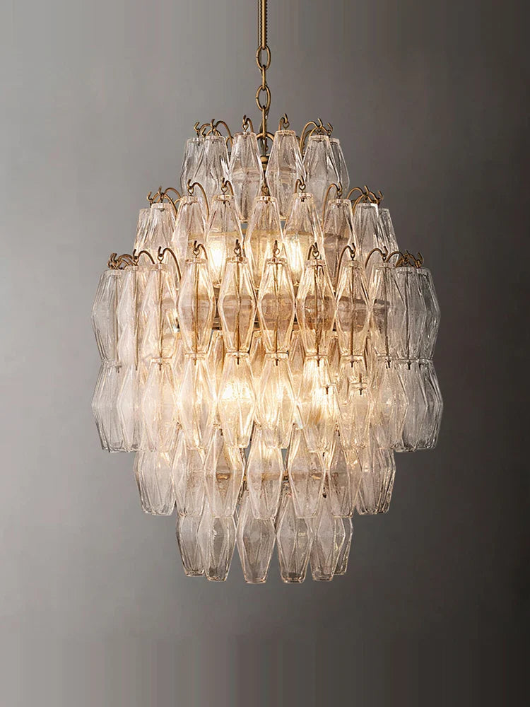 Afralia™ Pink Glass Chandelier, Dimmable Dining Room Hanging Light