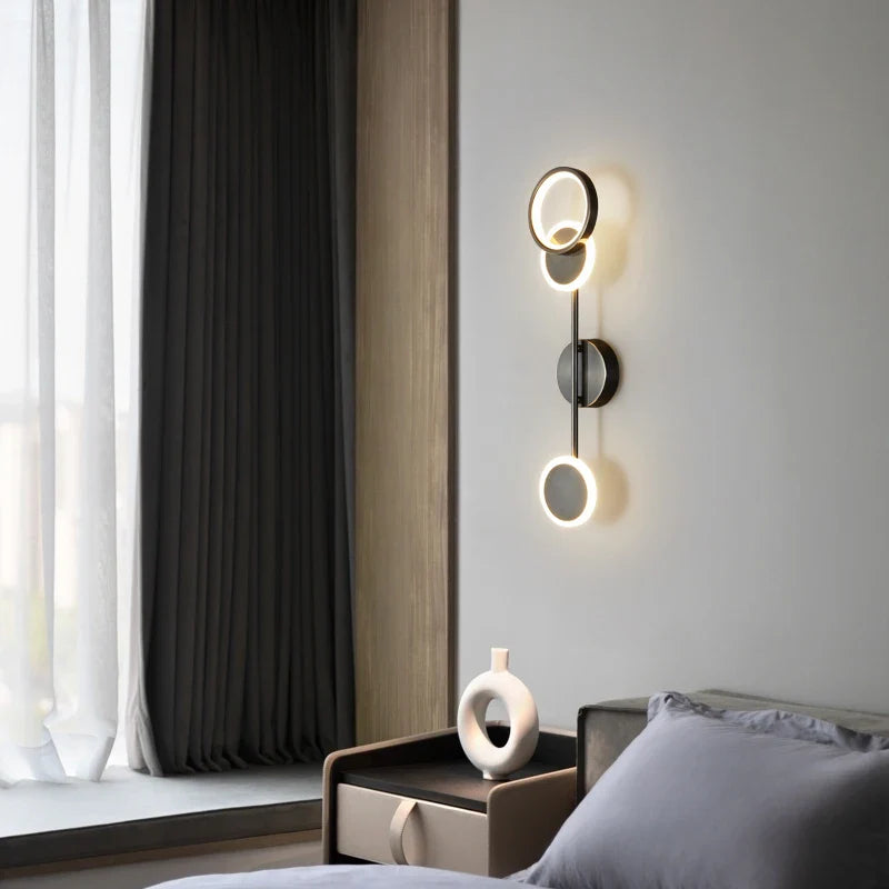 Afralia™ Modern LED Copper Wall Lamp for Living Room, Bedroom, Balcony - Black Finish