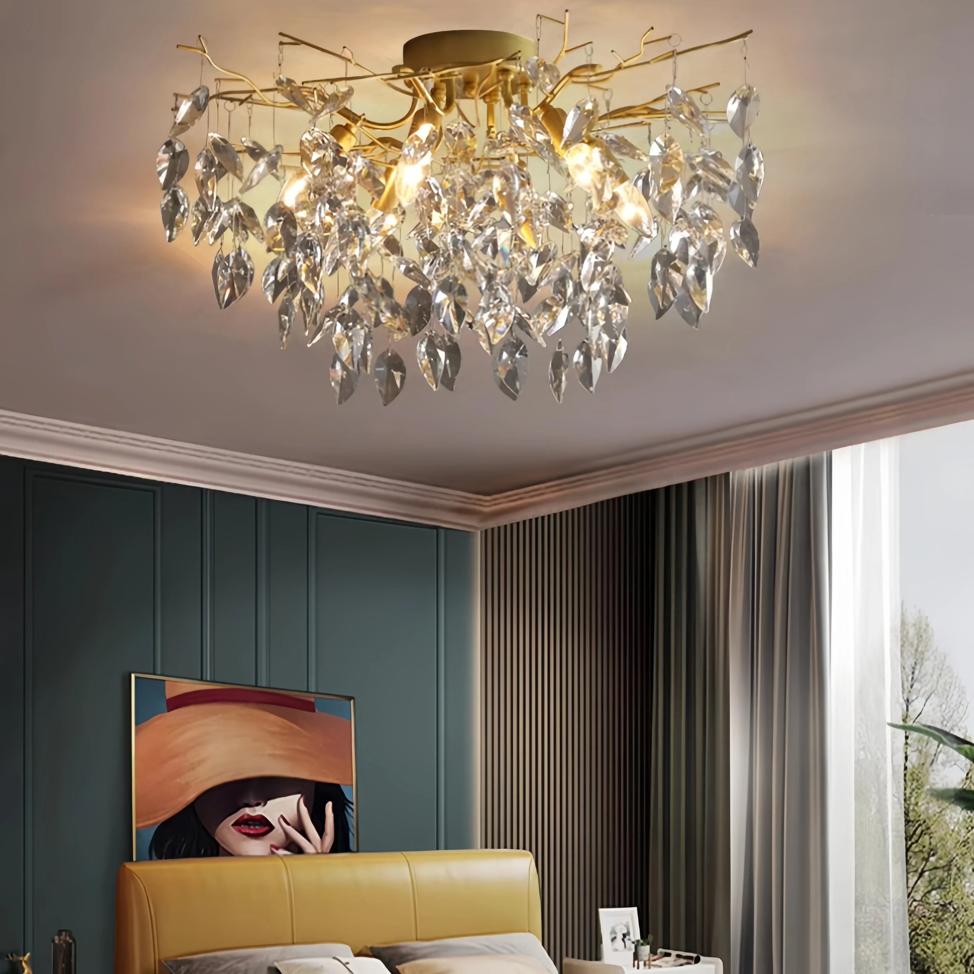 Afralia™ Luxury Gold Branch Ceiling Light Fixture