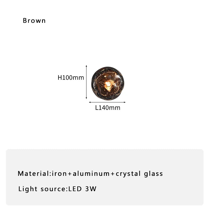 Afralia™ Blue Crystal Glass Wall Lamp Luxury Light Fixture Bedside Aisle Glass Lamp