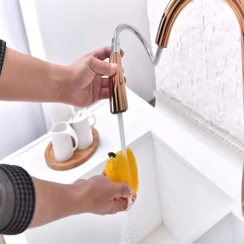 Afralia™ Rose Gold Kitchen Faucet with Pull Out Sprayer