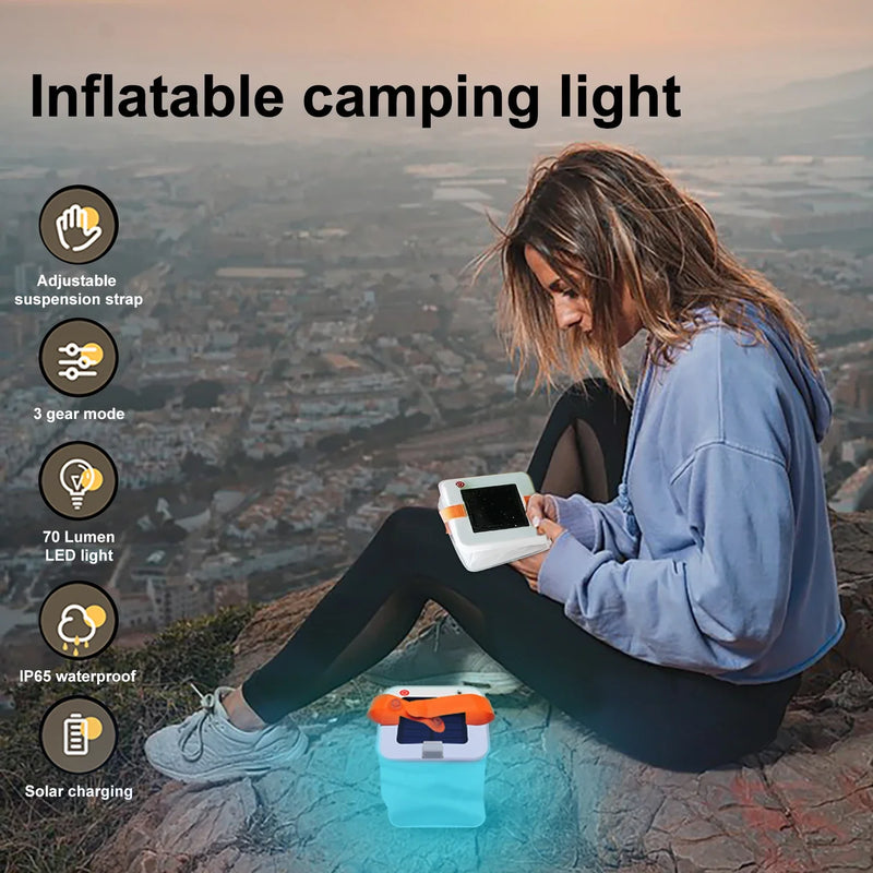 Afralia™ Solar Inflatable Camping Light: Rechargeable Waterproof Emergency LED Lamp