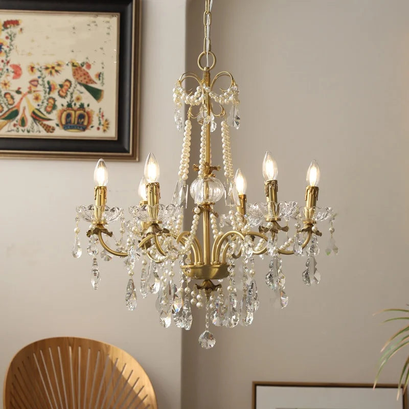 Afralia™ Crystal Pendant Chandelier Foyer Light Luxury Candle Design Led Lamparas