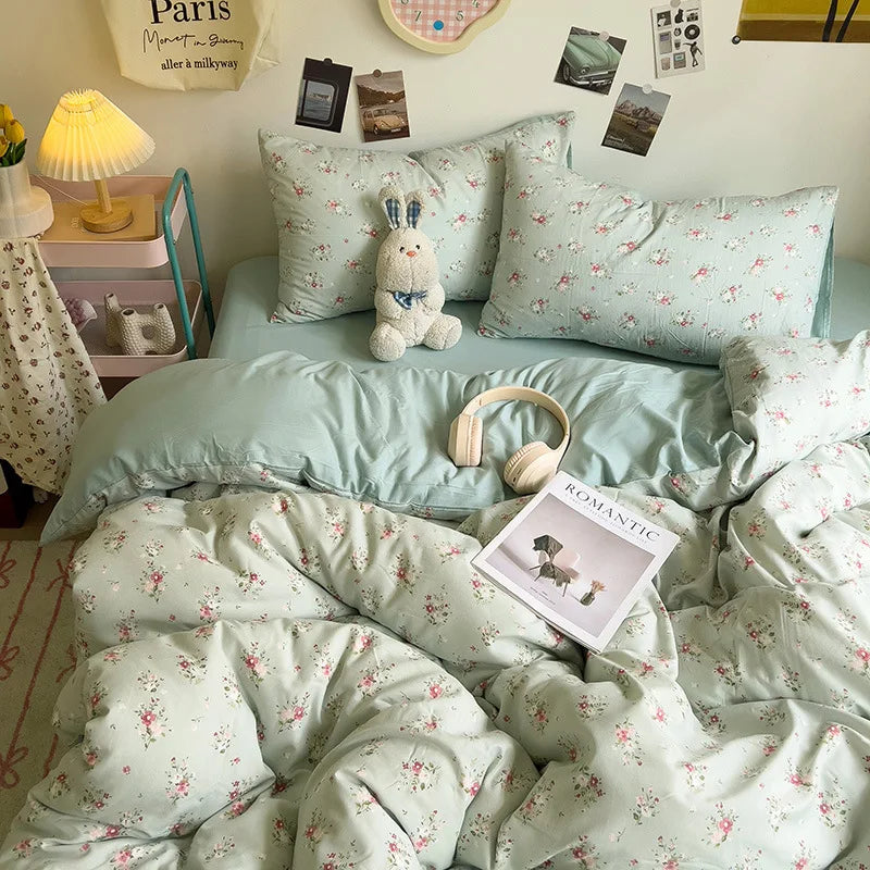 Afralia™ Korean Floral Print Single Duvet Cover: Sweet Comfort, All Seasons, Skin-Friendly
