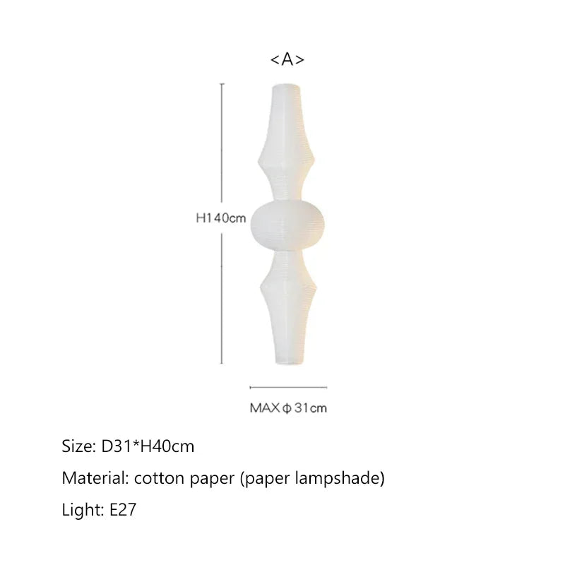 Afralia™ Japanese Cotton Paper Pendant Lamp Wabi Sabi Chandelier with E27 Bulb