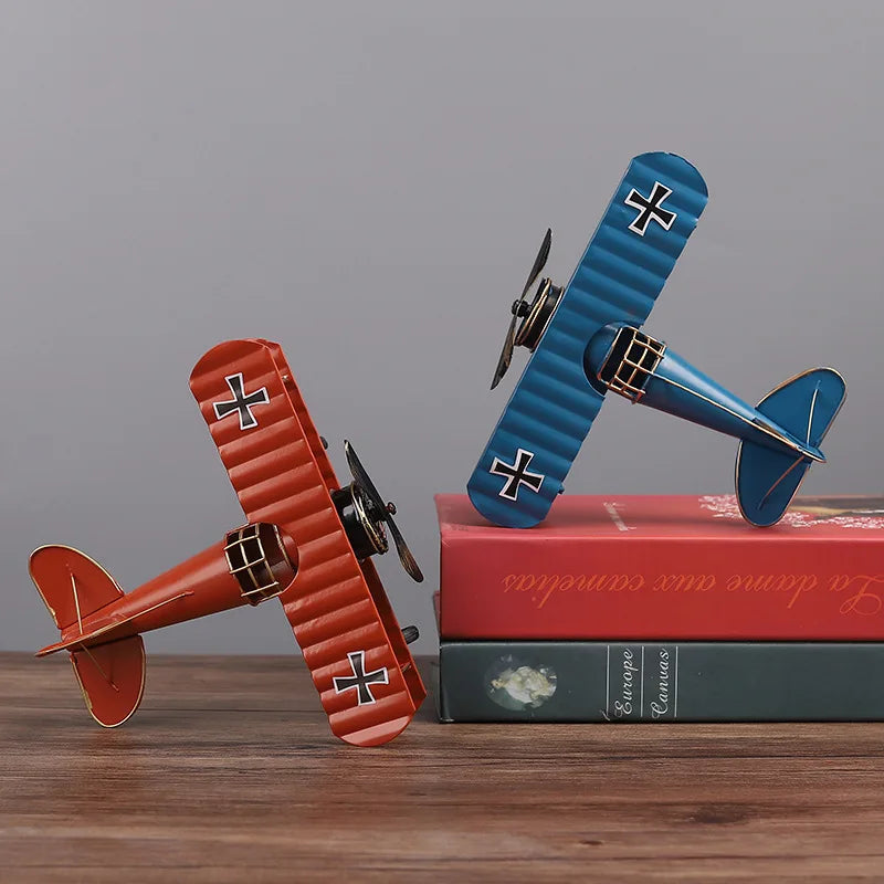 Afralia™ Iron Airplane Figurine Model: Vintage Home Decor & Kids Gift